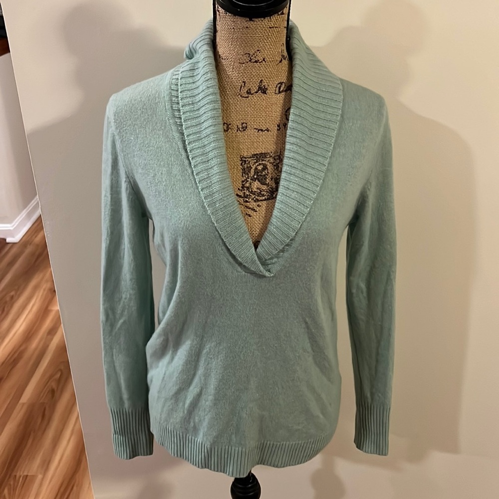 J. Crew Light Mint Green Shawl Collar Sweater
